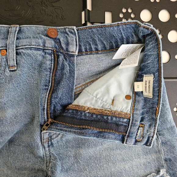 Madewell Blue Denim Cut-Off High Waist Jean Short Shorts | Women's 23 - Picture 3 of 15